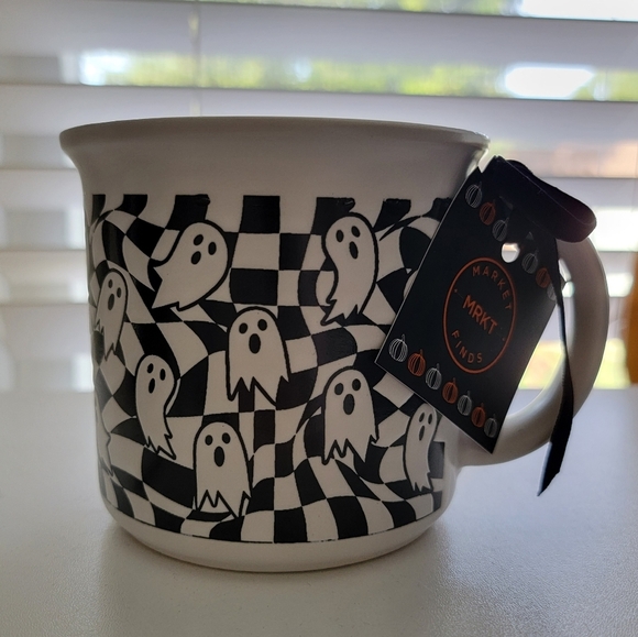 Market Finds B/W Ghost Print Mug NWT - Picture 1 of 4